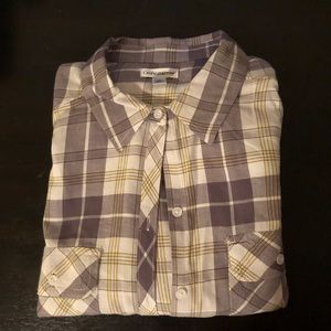 XL Gray, White, and Yellow Flannel
